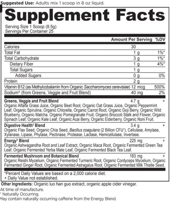 Ancient Nutrition Organic Supergreens Energizer, 7.5 oz.